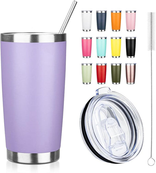 20oz Tumbler with Straw and Brush, Stainless Steel Vacuum Insulated tumbler by Unknown