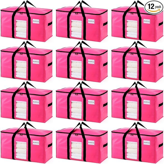 TAILI 12 Pack Pink Extra Large Moving Bags, Heavy Duty Totes by TAILI
