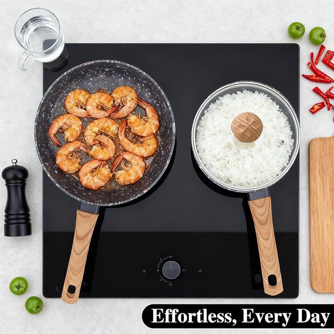 Nonstick Cookware Set, 2-Piece Non-Toxic Coated 10.25 Inch Frying Pan & Saucepan - Image 7