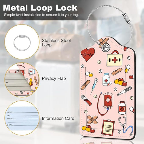 2Pack Luggage Tags for Suitcases, Cute Unique Pu Leather Cruise Luggage Tag - Image 2