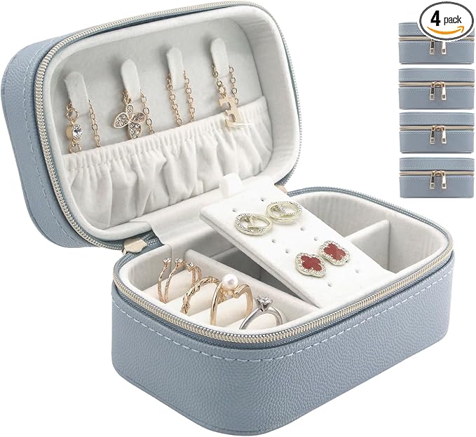 Travel Jewelry Case Bulk Of 4 For Women Weekend Trips, PU Leather Compact by Betvivsmalltraveljewelrycase