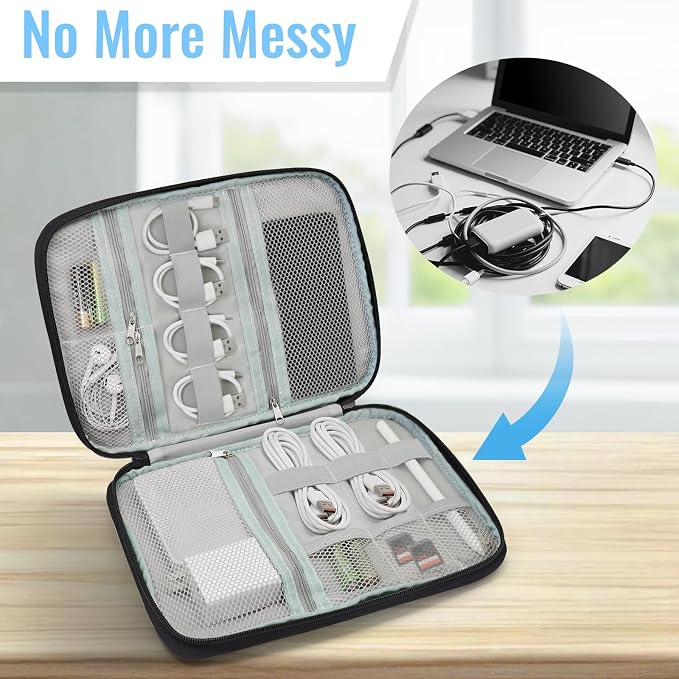 Custom Electronics Organizer Travel Case Personalized Name Initials Cable - Image 3