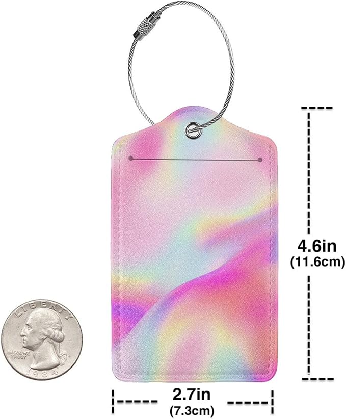 2Pcs Shining Pink Luggage Tags, Colorful Fancy Glittering Name ID Identifier - Image 4