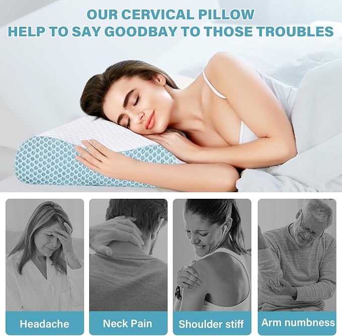 2 Pack Memory Foam Cooling Bed Pillows - Image 3