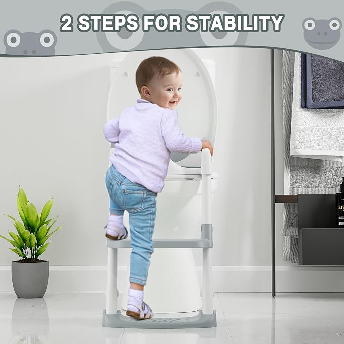 Potty Training Seat with Step Stool Ladder, Toddler Toilet Seat with PU Cushion - Image 5
