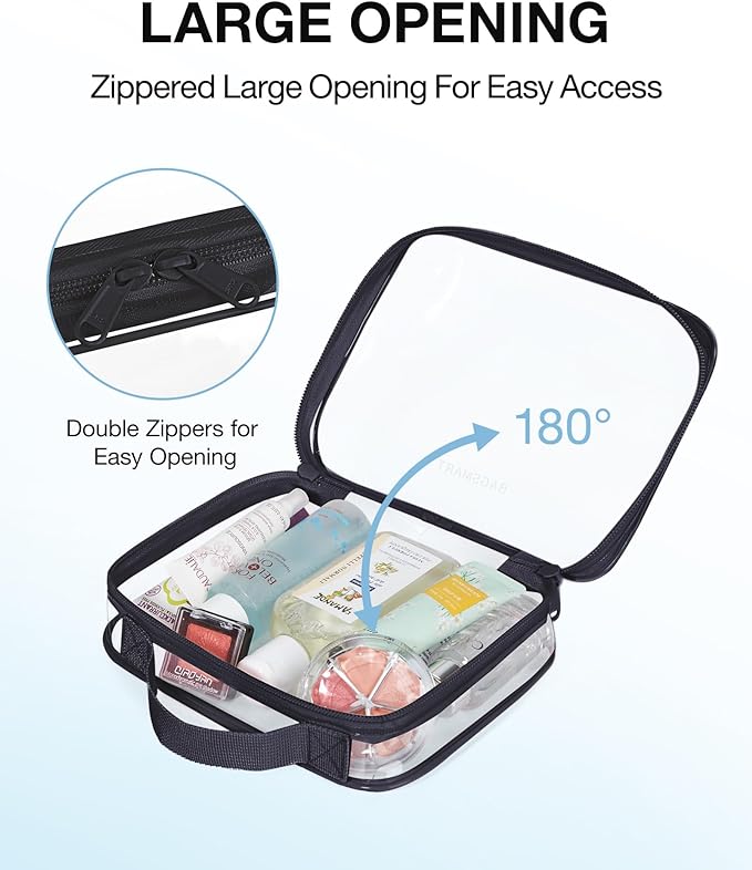 BAGSMART TSA Approved Clear Toiletry Bag, 3 Packs Quart Size Water Resistant - Image 3