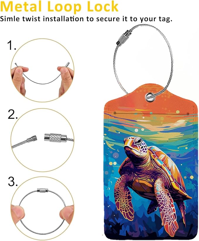 Colorful Wild Sea Turtle Luggage Tag Personalized Luggage Tags - Image 3