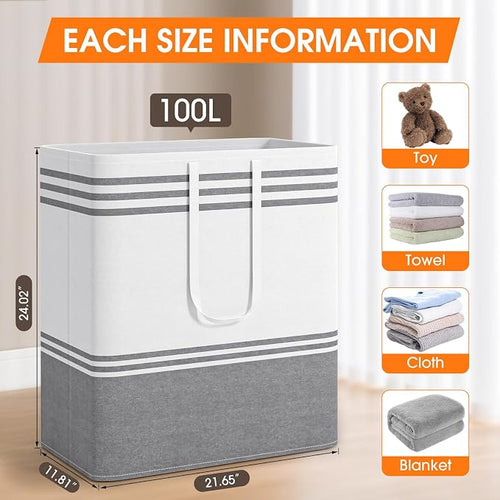 2 Pack Large Home Laundry Basket, Laundry Hamper, Freestanding Waterproof Dirty - Image 2