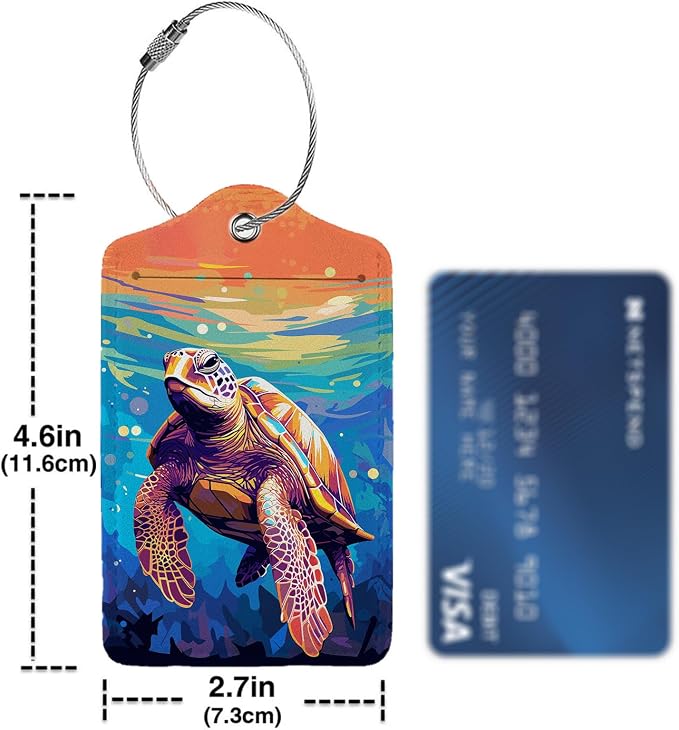 Colorful Wild Sea Turtle Luggage Tag Personalized Luggage Tags - Image 4