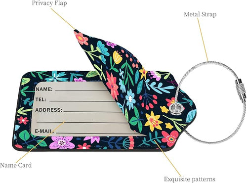 2 Pcs Luggage Tags for Suitcase, Cute Unique PU Leather Travel Bag Tag - Image 2