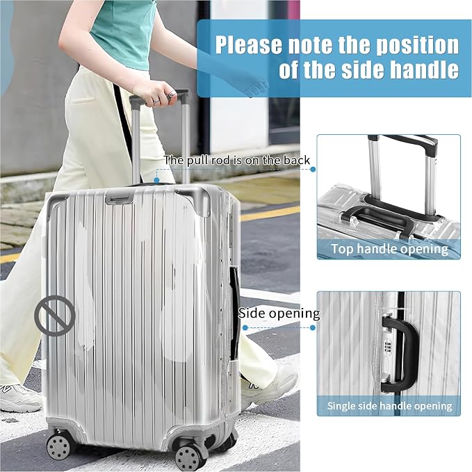 Yotako Upgraded Zippered Clear PVC Suitcase Cover, 20 Inch Luggage Covers - Image 4