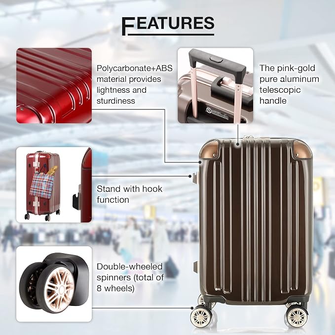 LEGEND WALKER Hardside Expandable Zipper Luggage, 5122-48-GR - Image 2