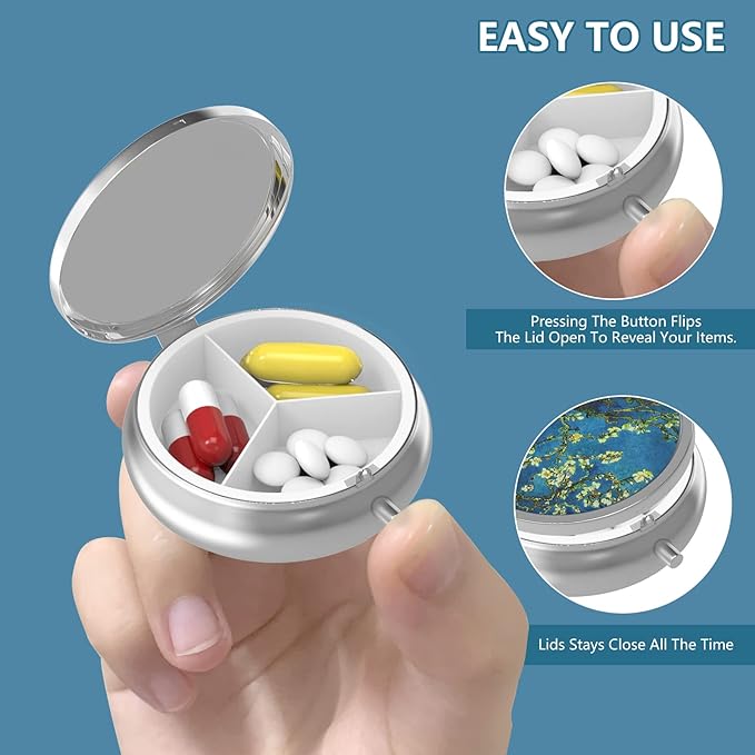 Pill Box 3 Compartment Small Pill Case, Portable - Image 4