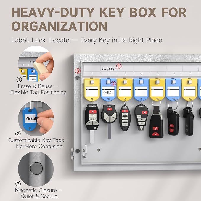 WeHere 16 Key Lock Box Wall Mount, APP Bluetooth/OTP/Wi-Fi/Fixed Code/Key Unlock - Image 3