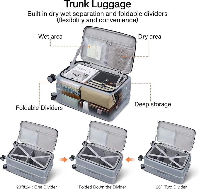 Hanke 24 Inch Luggage with Cup Holder and Charge, Top Opening Hard Shell - Image 4