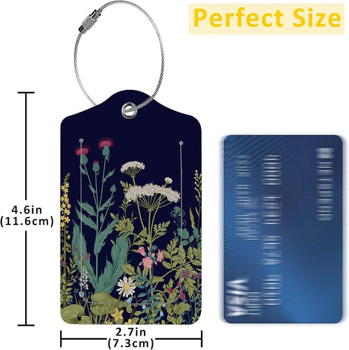 2 Pack Luggage Tags for Suitcases, Herbs and Wild Flowers Luggage Tag, PU - Image 2
