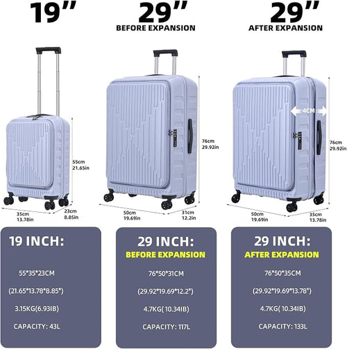 2 Pieces 19/29 Luggage Sets, 19 Inch Carry On Luggage - Image 2