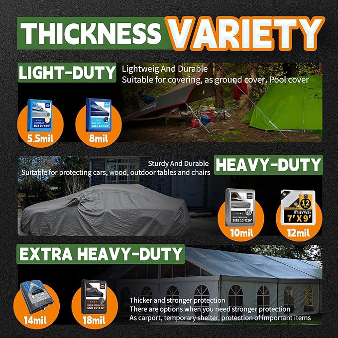 Tarps Heavy Duty Waterproof 20x30 Feet, 10Mil Multipurpose Large Tarp Cover - Image 8