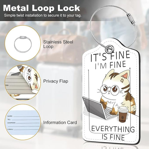 2Pack Luggage Tags for Suitcases, Cute Unique Pu Leather Cruise Luggage Tag - Image 2