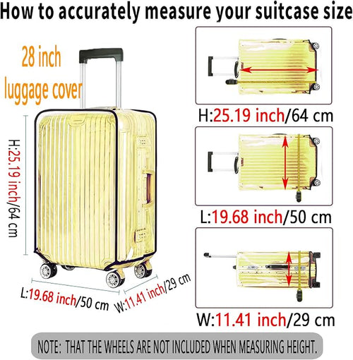 28 Inch Clear PVC Luggage Cover, 0.2mm Thick Lightweight Waterproof, - Image 2