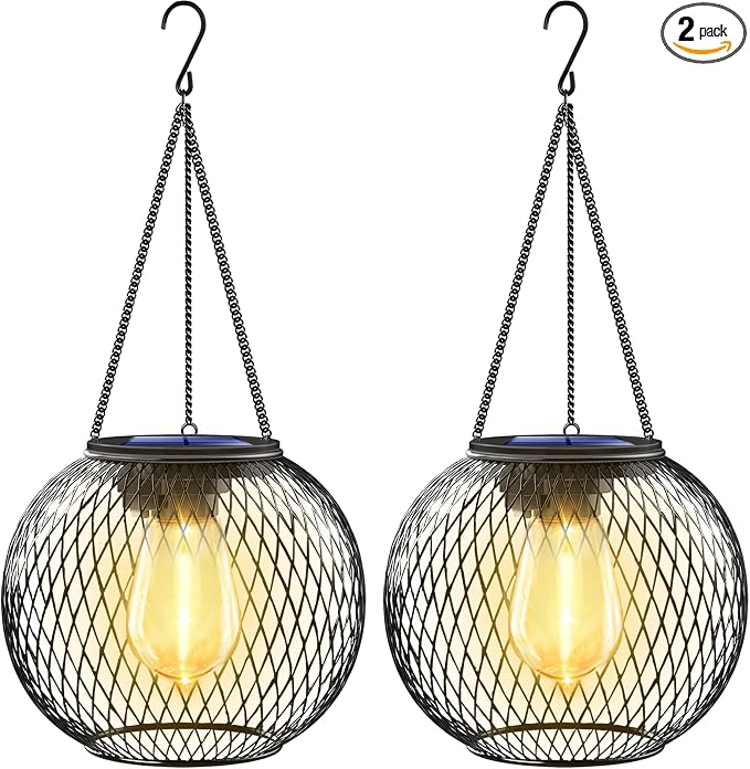 UBright Solar Lanterns Lights Outdoor Waterproof Metal Hanging Solar Powered by Lightupyourbrightlights