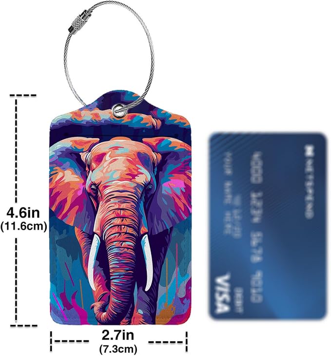 Colorful Elephant 2 Pcs Luggage Tags, Privacy Cover ID Label - Image 4
