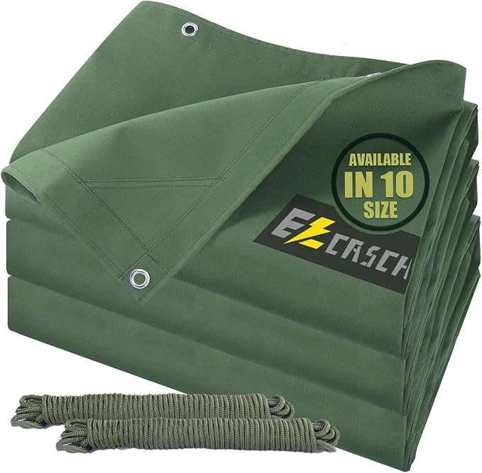 9’x12’ Canvas Tarps Heavy Duty Waterproof Tarpaulins by Ezcasch