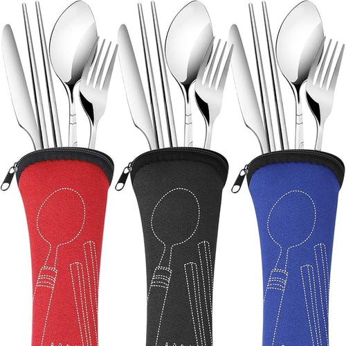 6 Pack Reusable Flatware Sets Knife, Chopsticks - Image 2