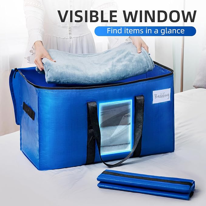 TAILI Extra Large Moving Bags, 2 Pack Blue Heavy Duty Totes - Image 3