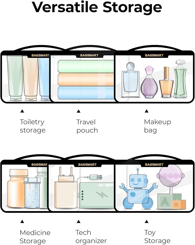 BAGSMART Clear Makeup Bag, TSA Approved Toiletry Bag, Makeup Cosmetic Pouch Bag - Image 6