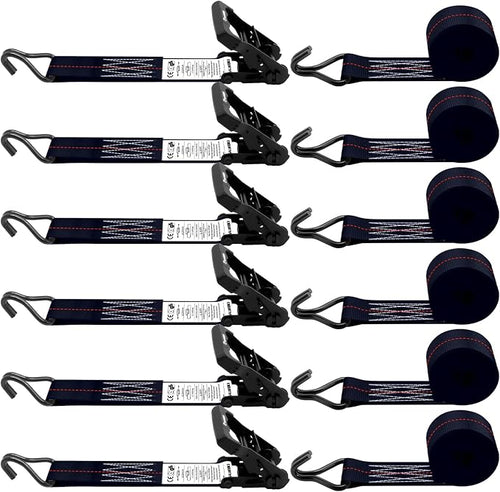 6 Pack 2 inch Ratchet Straps Heavy Duty J Hook 2 in x 15ft by SALUINOKI