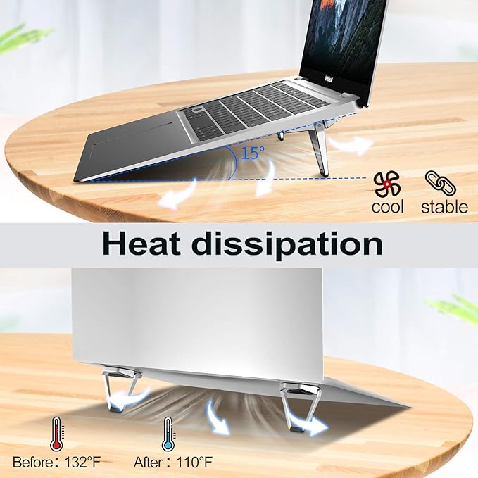 Laptop Stand for Desk, Portable Anti-Slip Keyboard Riser, Zinc Alloy Keyboard - Image 3