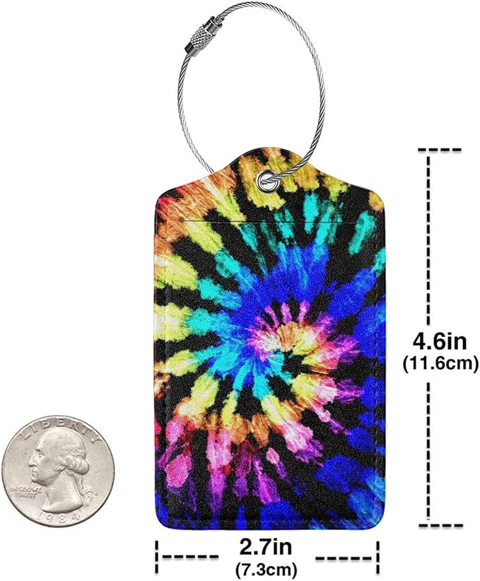 2pcs Tie Dye Luggage Tag for Suitcases Baggage, Colorful Rainbow Airport Crew - Image 4