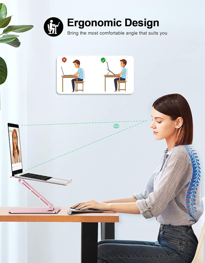 Foldable Laptop Stand, Height Adjustable Ergonomic Computer Stand - Image 2