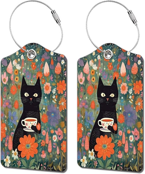 2 Pack Luggage Tag for Suitcase, Cute Unique Leather Bag Tags Identifiers by BestEioyo
