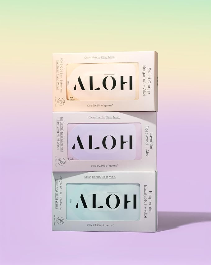 ALŌH Sweet Orange Bergamot + Aloe Sanitizing Hand Wipes - Image 8