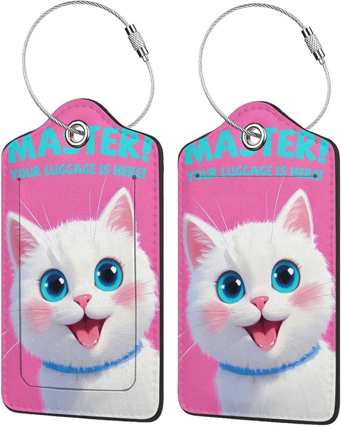 Fun Luggage Tags for Suitcases Leather Name Tag for Luggage Cute Travel Baggage by DONGPANCHN