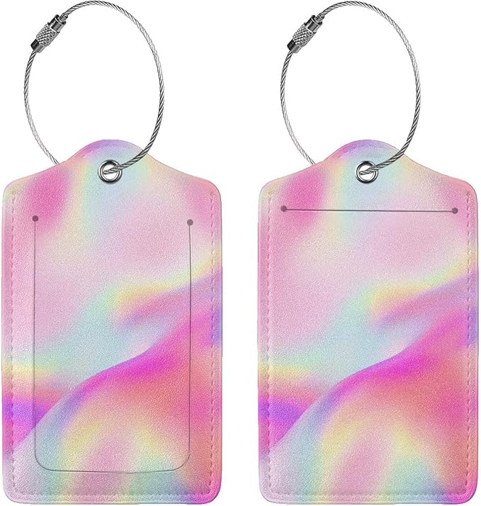 2Pcs Shining Pink Luggage Tags, Colorful Fancy Glittering Name ID Identifier - Image 3