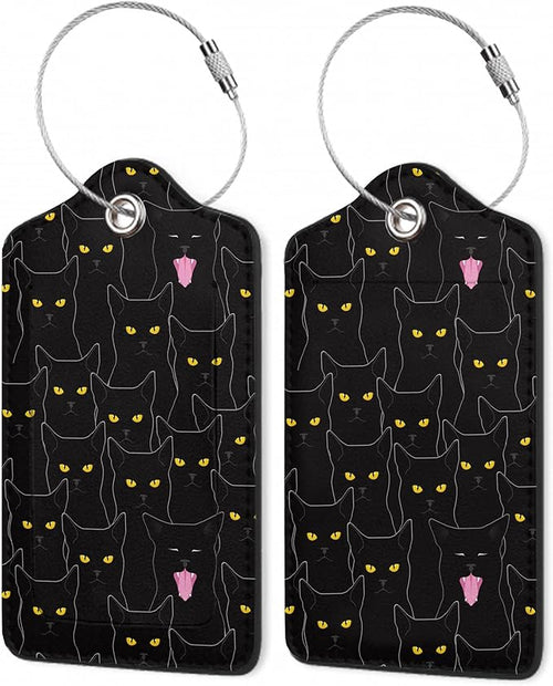 2Pcs Luggage Tag for Suitcase Black Cat Cute Suitcase Tag by Gearsly