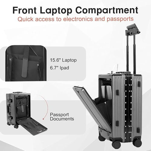 24 Inch Check-In Luggage Aluminum Frame Zipperless Luggage, Hard Shell Suitcase - Image 2
