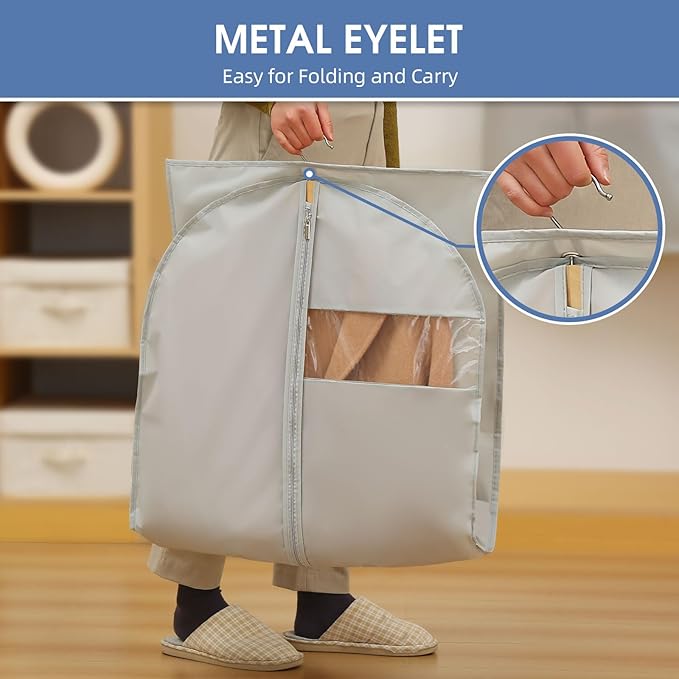 50" Garment Bags for Hanging Clothes, Suit Bags for Closet Storage and Travel - Image 3