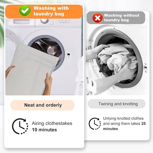 4-Piece White Large Durable Organic Cotton Mesh Laundry Bags - Image 2