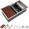 Dcolora 33 In. Double Bowl Kitchen Sink Undermount Sink Workstation Stainless by Dcolora