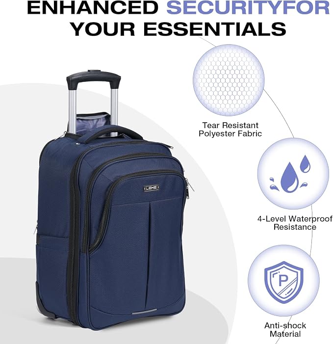 Rolling Backpack for Adults, 17 Inch Waterproof Carry-on Backpack - Image 6