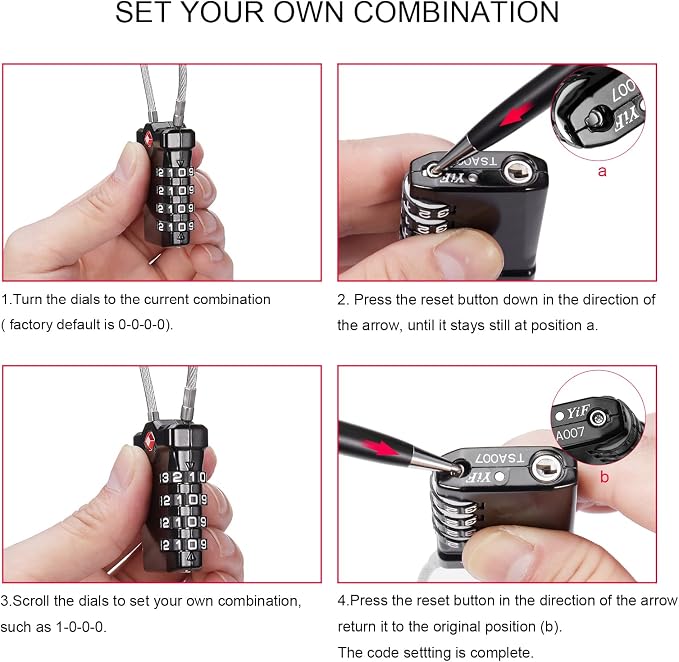 ZHEGE TSA Approved Lock, 4 Digit Cable Luggage Lock, Travel Lock - Image 8