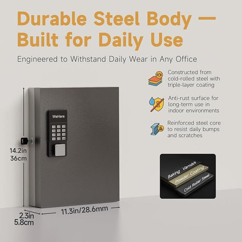32 Key Lock Box Wall Mount, Smart Key Cabinet One Time Password/APP - Image 2