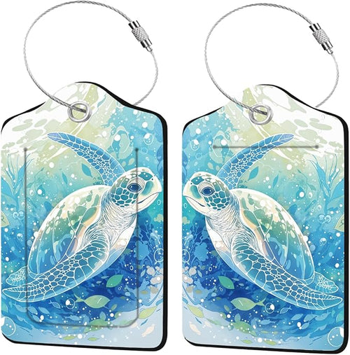 2 Pack Sea Turtle Luggage Tags, Leather Luggage Tags by Unknown