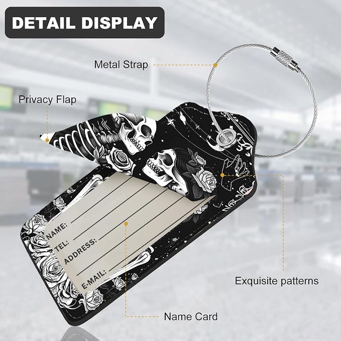 2Pack Luggage Tags for Suitcases, Cute Unique Pu Leather Cruise Luggage Tag - Image 4