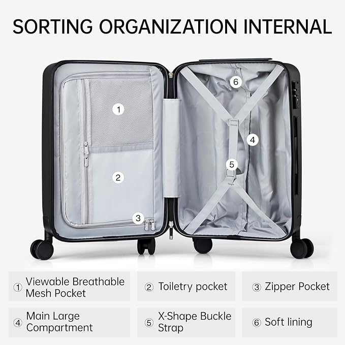 MILADA Checked Luggage, 24 Inch Suitcases - Image 6