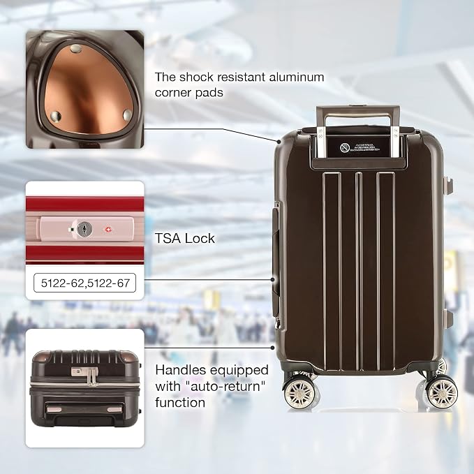 LEGEND WALKER Durable Aluminum Frame Hardside Luggage, Rose Gold, 5122-67-RGD - Image 3